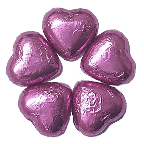 Foiled Chocolate Hearts Hot Pink 1 Kg