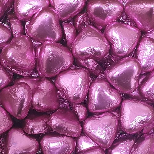 Foiled Chocolate Hearts Hot Pink 1 Kg