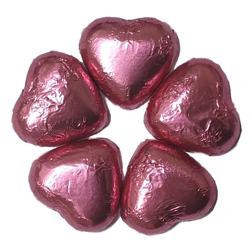 Foiled Chocolate Hearts Pink 1 Kg