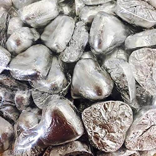 Foiled Chocolate Hearts Silver 1 Kg