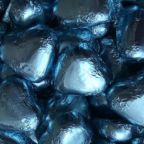 Foiled Chocolate Hearts Blue 1 Kg