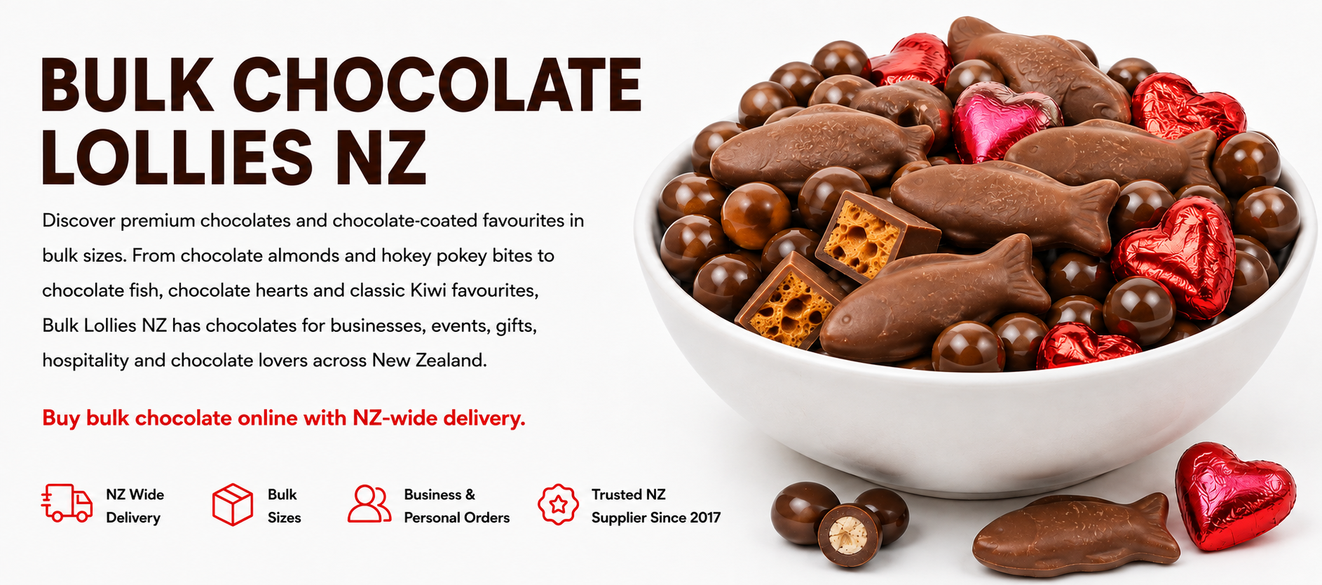 Assorted premium bulk chocolates available online from Bulk Lollies NZ