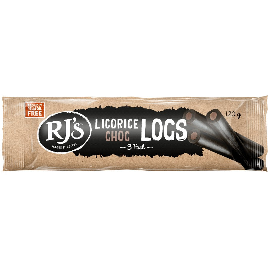 Rjs Licorice Logs Chocolate 3 Pack 120g – Bulk Lollies NZ