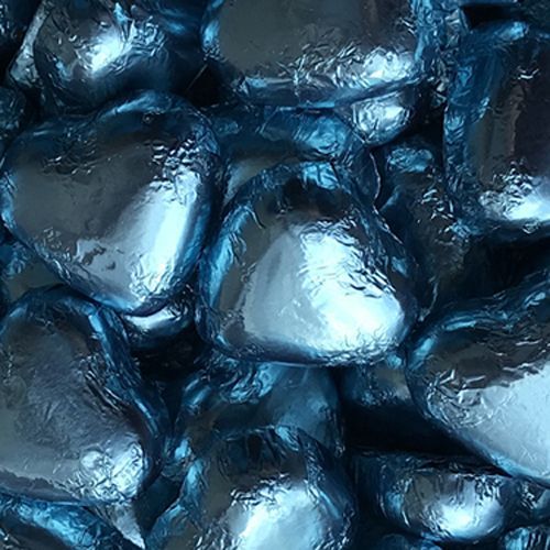 Foiled Chocolate Hearts Blue 1 Kg