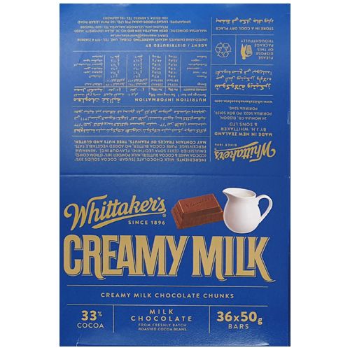 Whittaker's Creamy Milk Chunky 50G 36 Pack