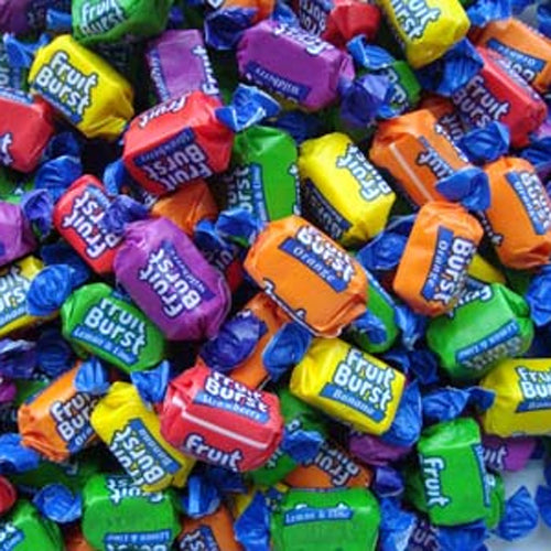 Bulk 2kg bag of individually wrapped Pascall Fruit Bursts assorted chewy lollies