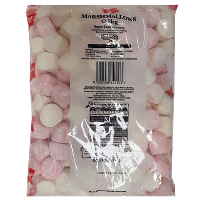 Bulk bag of pink and white Pascall Mallows marshmallows for baking and events