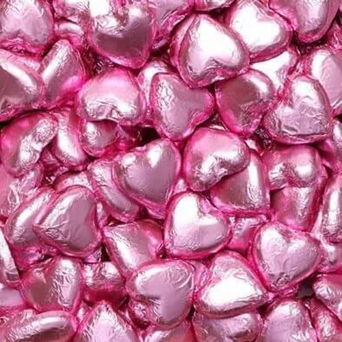 Foiled Chocolate Hearts Pink 1 Kg