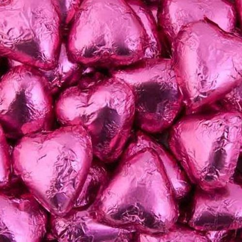 Foiled Chocolate Hearts Hot Pink 1 Kg
