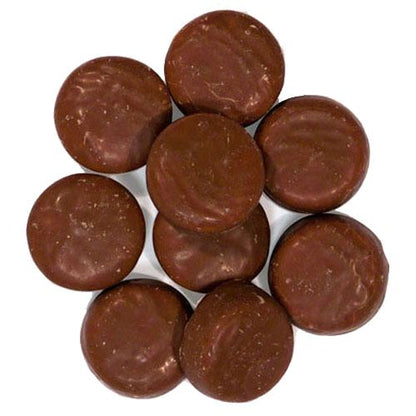 Classic bite sized square chewy caramel centers covered in a smooth milk chocolate coating