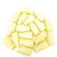 Close up of opaque white bottle shaped aerated gummy milk bottle lollies
