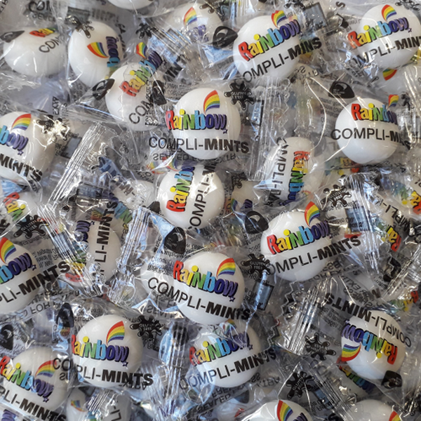 Rainbow Mints 1kg bag of individually wrapped peppermint lollies
