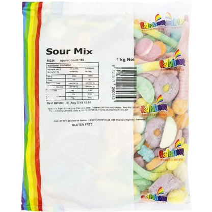 Rainbow Sour Mix assorted sour gummy lollies coated in tangy sour powder